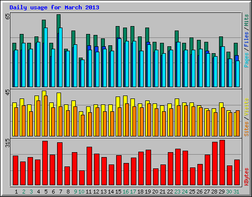 Daily usage for March 2013