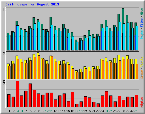 Daily usage for August 2013