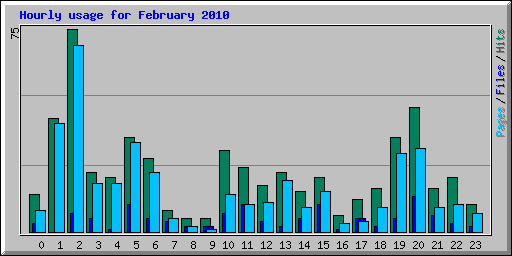 Hourly usage for February 2010