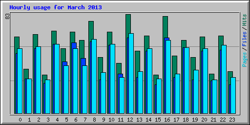 Hourly usage for March 2013
