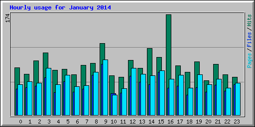 Hourly usage for January 2014