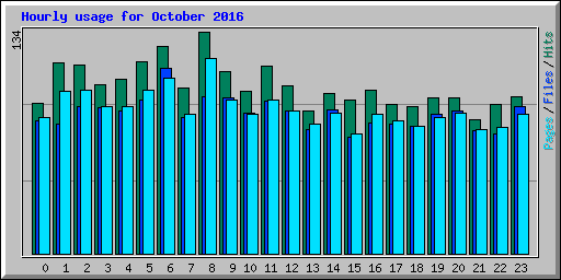 Hourly usage for October 2016